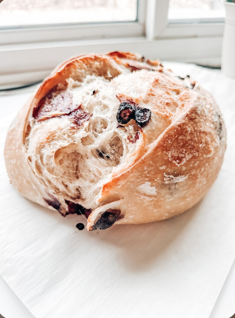 Lemon Sugar Blueberry Sourdough Loaf