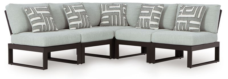 Beachloft - Black / Gray - 5-Piece Outdoor Sectional