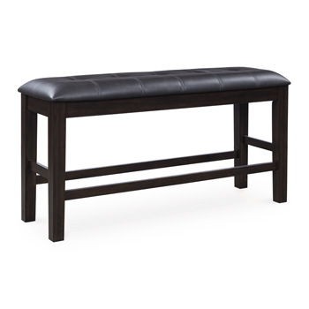 Haddigan - Dark Brown - Double Counter Height Upholstered Bench