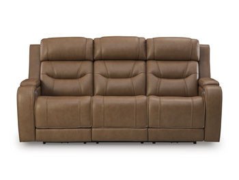 Knightington - Caramel - Power Reclining Sofa With Audio Seating