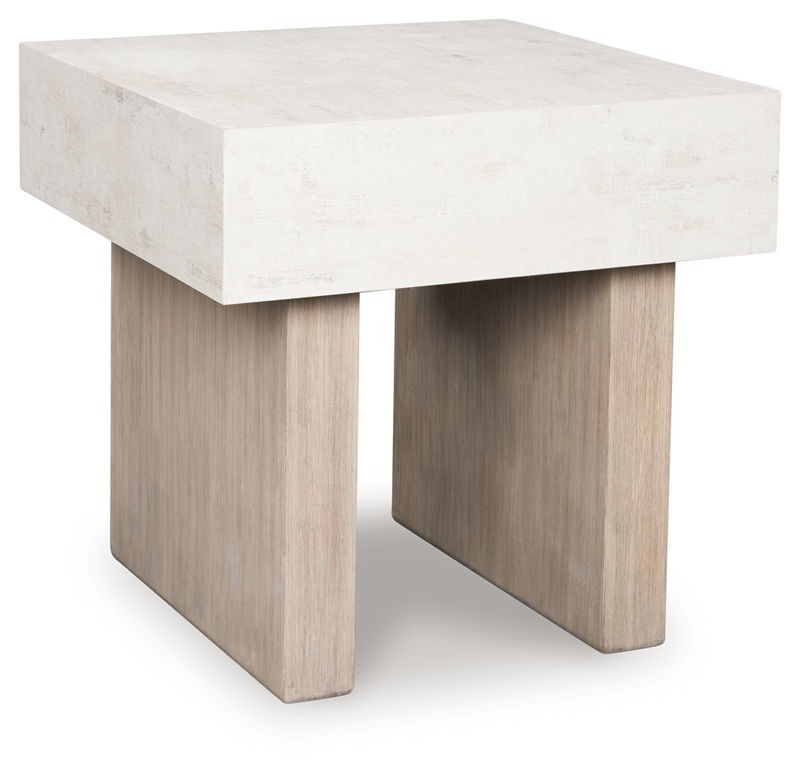 Jorlaina - Light Grayish Brown - Square End Table With Faux Cement Top