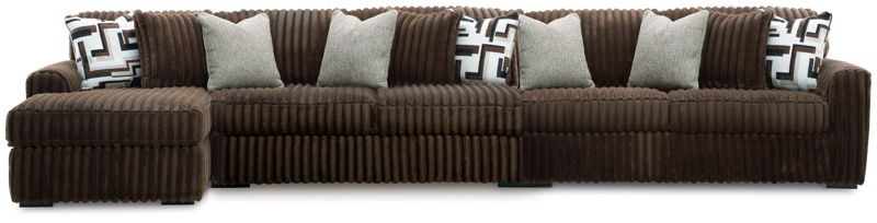 Midnight-Madness - Chocolate - 3-Piece Sectional With LAF Corner Chaise
