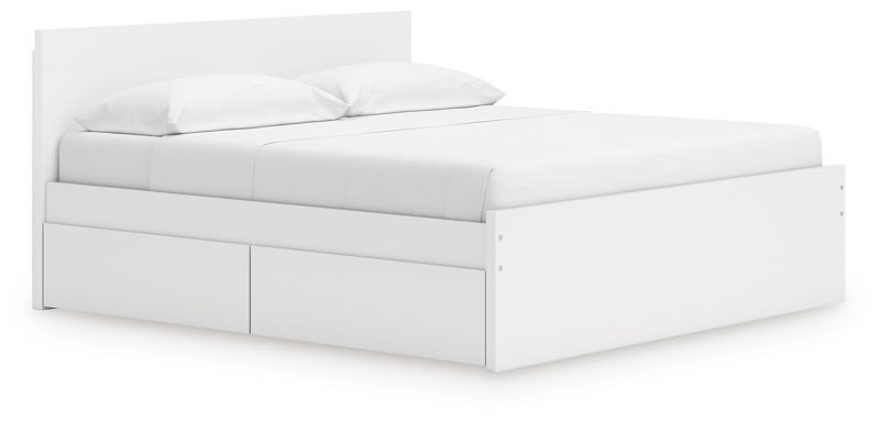 Onita - White - King Panel Platform Bed With Storage