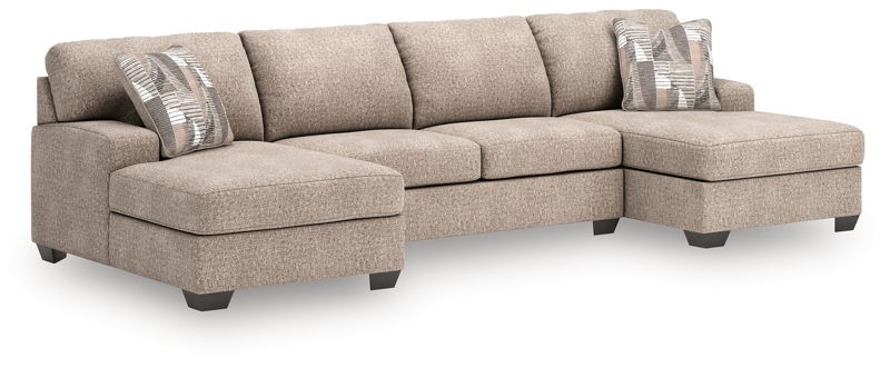 Seyler Lane - Beige - 3-Piece Sectional With Double Chaise And Armless Loveseat