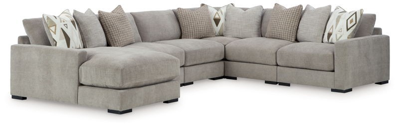 Aslan Court - Pebble - 6-Piece Sectional With LAF Corner Chaise