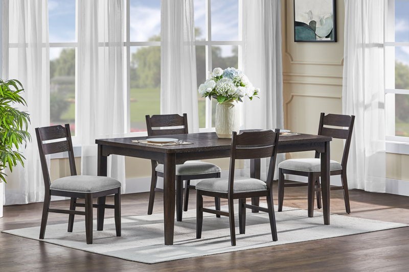 Higgins - 5 Piece Dining Room Set - Dark oak