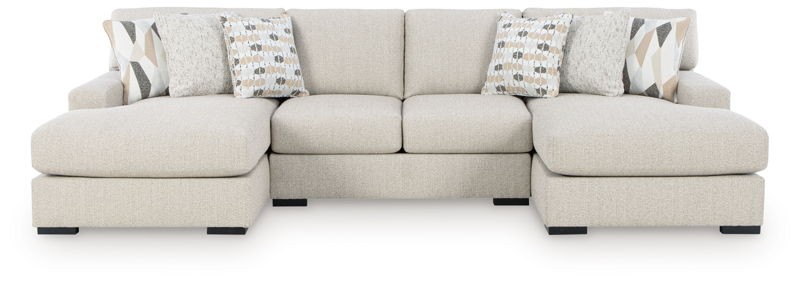 LaureLGrove - Pebble - 3-Piece Double Chaise Sectional With Armless Loveseat