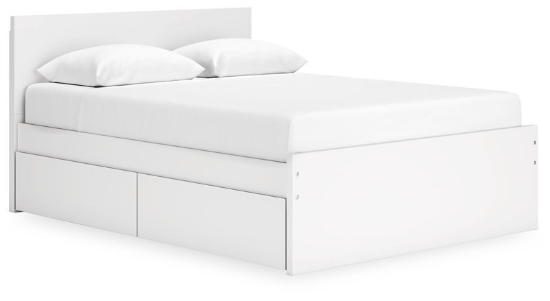 Onita - White - Queen Panel Platform Bed With 2 Side Storage