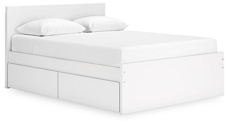 Onita - White - Queen Panel Platform Bed With 1 Side Storage
