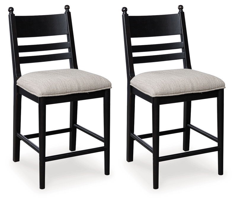 Greddinton - Black - Upholstered Barstool (Set of 2)