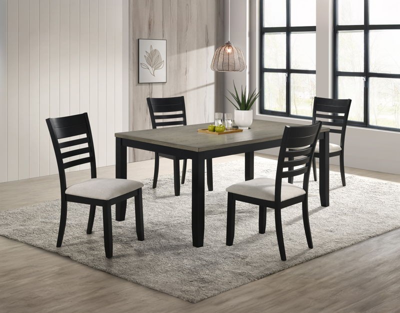 Folio - 5 Piece Dining Room Set - Light Brown / Black