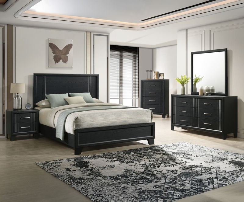 Charlie - Full 5 Piece Bedroom Set - Charcoal