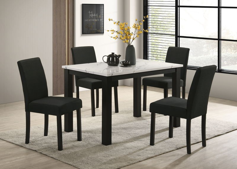 Resia - 5 Piece Dining Room Set - White / Black