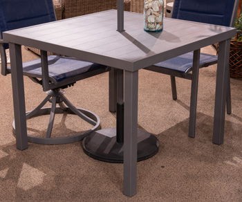Rocky Creek - Gray - Square Dining Table With Umbrella Option
