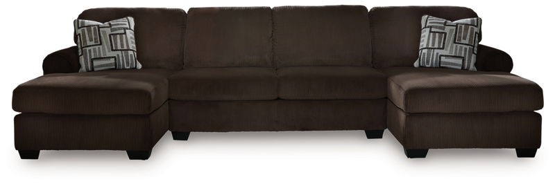 Kimlee - Chocolate - 3-Piece Sectional With Double Chaise