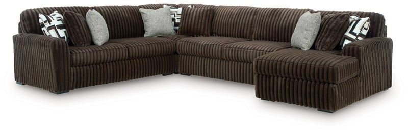 Midnight-Madness - Chocolate - 4-Piece Sectional With RAF Corner Chaise