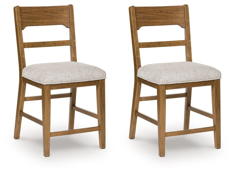 Cabalynn - Oatmeal / Light Brown - Upholstered Barstool (Set of 2)