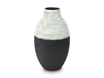 Girtha - Antique White / Black - Vase - 13"