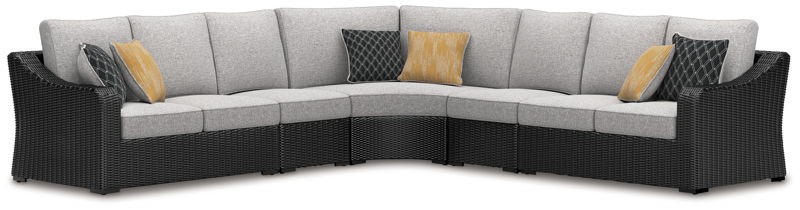 Beachcroft - Black / Light Gray - 5-Piece Outdoor Sectional