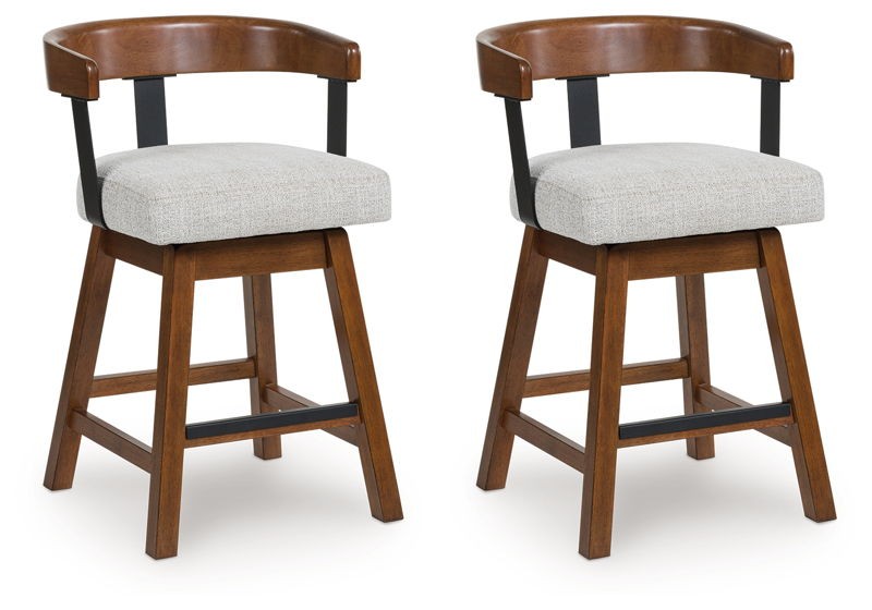 Ralene - Medium Brown - Upholstered Swivel Barstool (Set of 2)