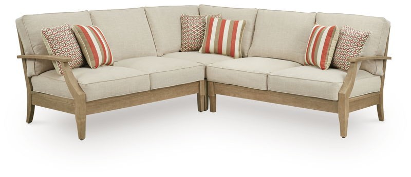 Clare View - Beige - 3-Piece Outdoor Sectional