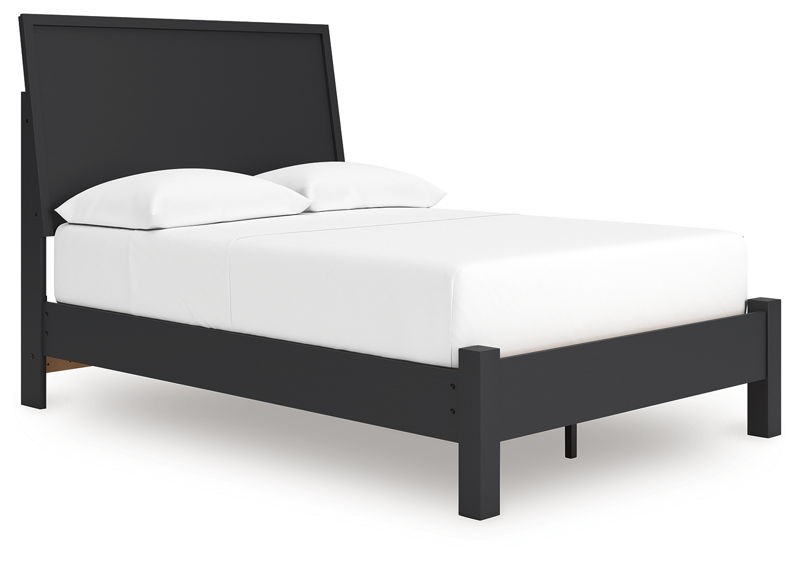 Danziar - Black - Full Panel Bed With Low Footboard
