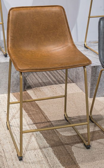 Ciabori - Brown / Gold - Upholstered Barstool (Set of 2)