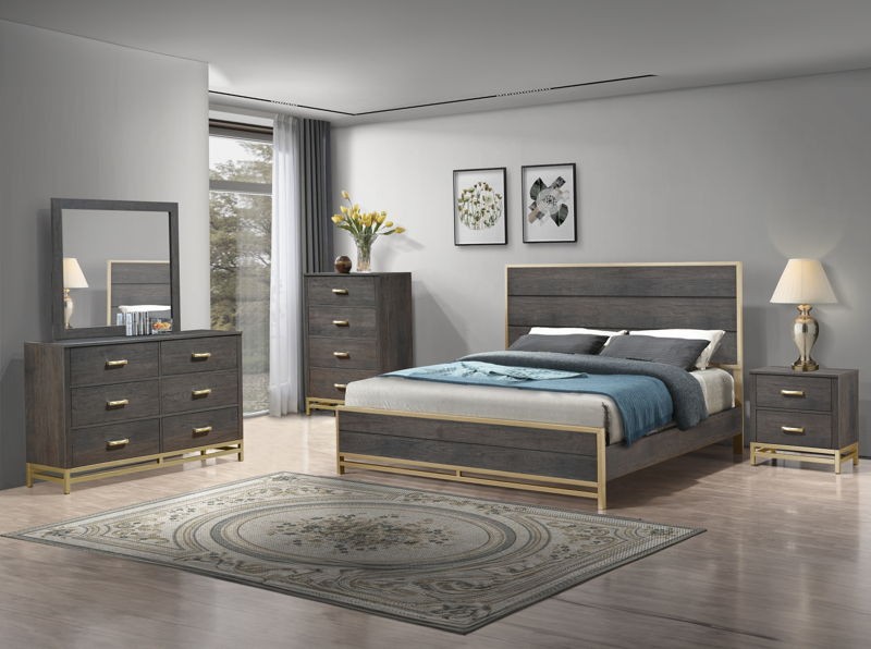 Trevor - Queen 5 Piece Bedroom Set - Brown
