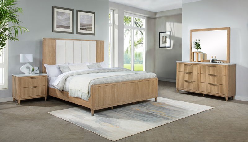 Kara - King 4 Piece Bedroom Set - Cerused Natural