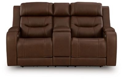 Knightington - Brown - Power Reclining Loveseat With Audio Seating