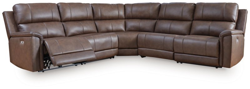 Bleckley - Espresso - 5-Piece Power Reclining Sectional With RAF And LAF Recliners