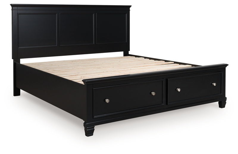 Lanolee - Black - California King Panel Storage Bed