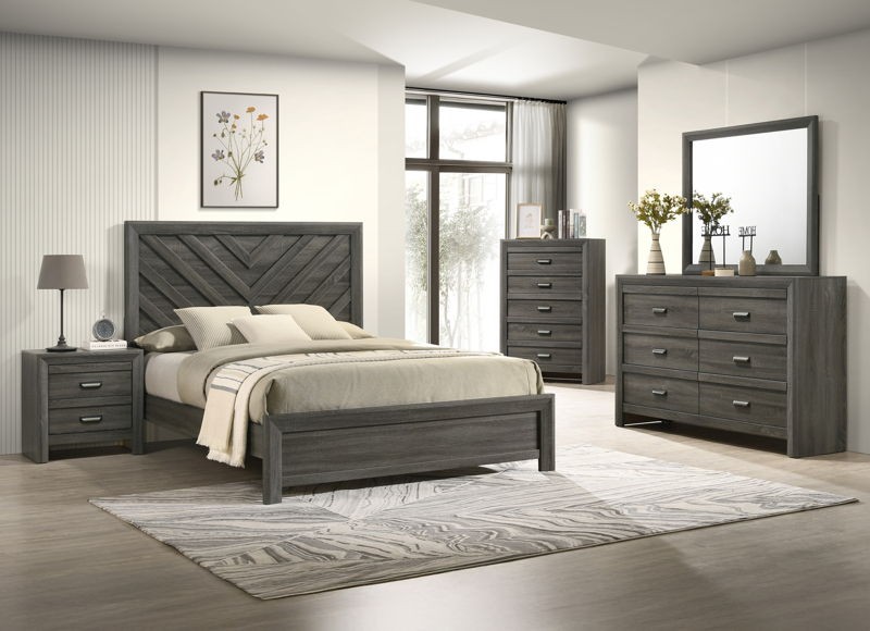 Valor - Full 5 Piece Bedroom Set - Gray