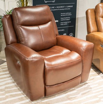 Next Move - Mahogany - Power Recliner With Adjustable Headrest