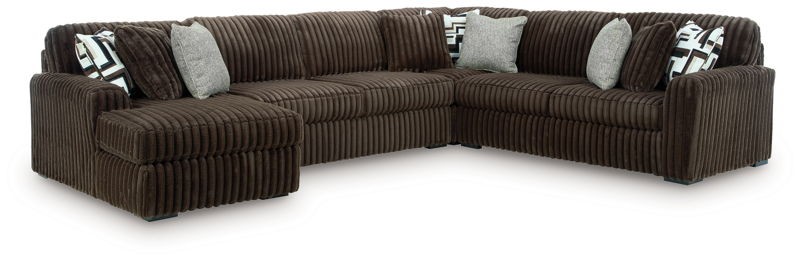 Midnight-Madness - Chocolate - 4-Piece Sectional With LAF Corner Chaise