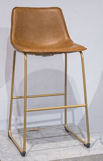 Ciabori - Brown / Gold - Tall Upholstered Barstool (Set of 2)