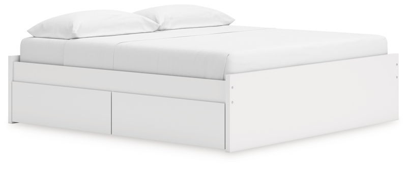 Onita - White - King Platform Bed With 2 Side Storage
