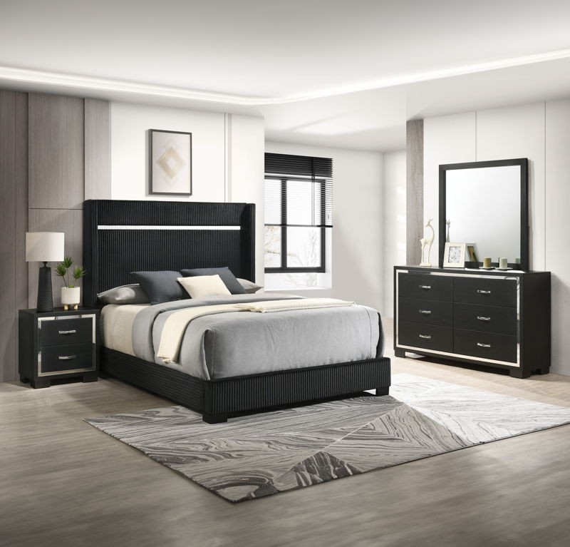 Gennro - King 4 Piece Bedroom Set - Black