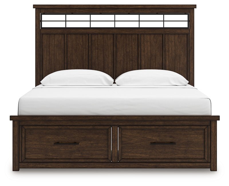Taffenbrook - Medium Brown - Queen Panel Storage Bed