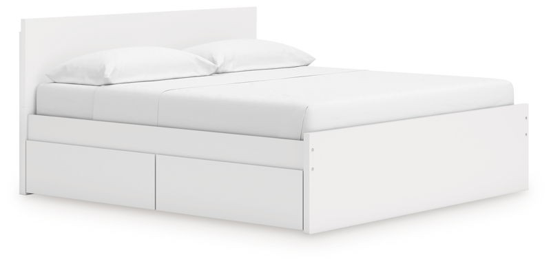 Onita - White - King Panel Platform Bed With 2 Side Storage