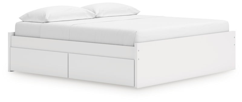 Onita - White - King Platform Bed With 1 Side Storage