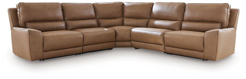 DeepWakes - 5-Piece Power Reclining Sectional - Caramel