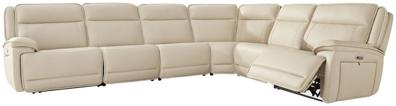 Double Deal - Almond - 6-Piece Power Reclining Sectional