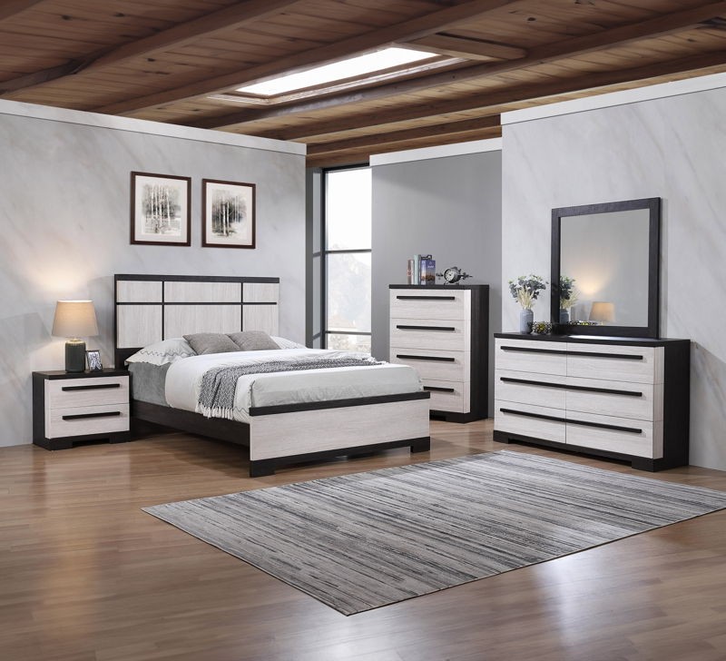 Remington - Queen 5 Piece Bedroom Set - Black / White