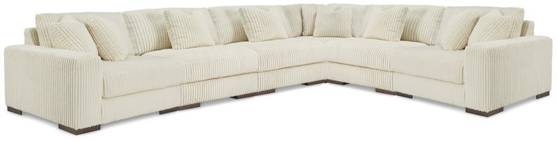 Lindyn - Ivory - 6-Piece Sectional With 3 Armless Chairs