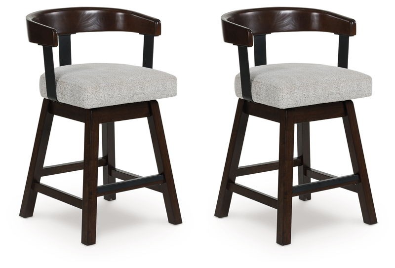 Haddigan - Dark Brown - Upholstered Swivel Barstool (Set of 2)