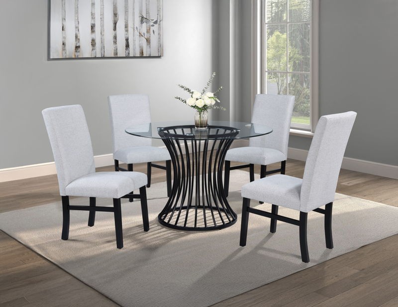 Tracy - 5 Piece Dining Room Set - Dove / Black