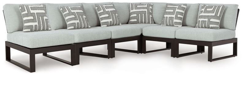 Beachloft - Black / Gray - 6-Piece Outdoor Sectional