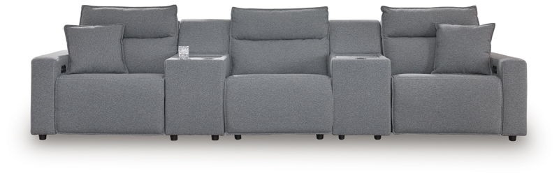 ModMax II - Salt And Pepper - 5-Piece Power Reclining Sectional With 2 Storage Consoles