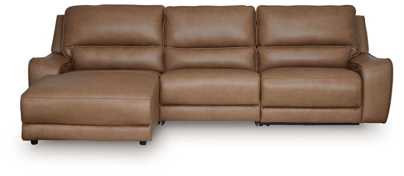 DeepWakes - 3-Piece Power Reclining Sofa With LAF Press Back Power Chaise - Caramel
